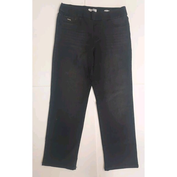Nine West Jeans Womens Size 12 Black Heidi Pull On Straight Stretch Denim - Picture 1 of 7